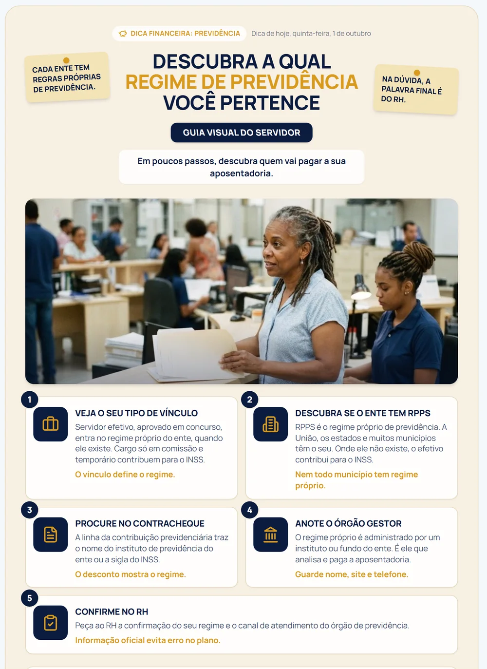 Guia visual do dia no Planner: dica financeira com passo a passo e fonte oficial